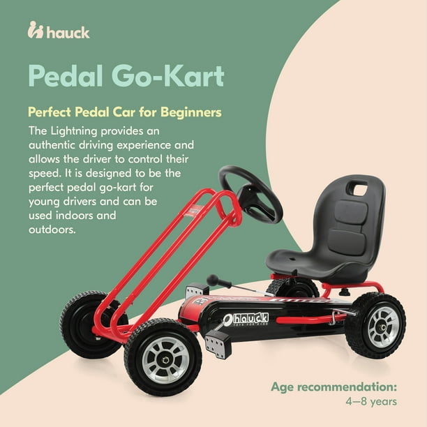 Hauck Lightning Pedal Go Kart, Red, for Indoor Playgrounds