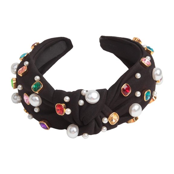yotijay Knotted Headband Head Band Headdress Wide Headband Turban Headband Soft Top Knot Black