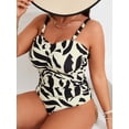 thumbnail image 5 of SKQIT Plus Size Tropical Leaf Print One Piece Swimsuit, Removable Straps Ruched Tummy Control Backless Bathing Suit for Curvy Women, 5 of 6