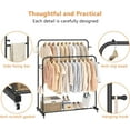 thumbnail image 6 of Double Rods Garment Rack with Wheels, Clothing Rack for Hanging Clothes,4 Hooks, Multi-functional Bedroom Clothes Rack, Black, 6 of 9