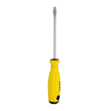 Uxcell SL6 Flat Head Screwdriver 9.4" Magnetic Slotted Screwdriver CR-V with Ergonomic Handle for Repairing, Yellow