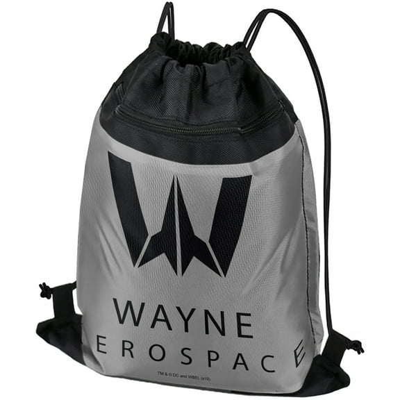 Justice League Movie Wayne Aerospace Drawstring Backpack Sports Bag Sackpack 17" x 13", Perfect for Gym, Yoga or Practice