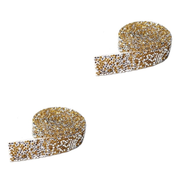 Injueey Pegatinas ostentosas, cinturón DIY, arreglo de ropa, cuentas decorativas, diseño autoadhesivo, tira de taladro llamativa con brillo Tipo 3 1 cm de ancho 2piezas