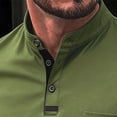 thumbnail image 5 of LEAVINGSUO Men's Stand Collar Long Sleeve Shirt Casual Loose Fitting Sports Breathable Top Army Green XXXL, 5 of 7