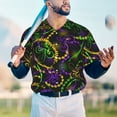 thumbnail image 6 of Balery Neon Mardi Gras Baseball Jersey for Men Casual Button Down Shirts Short Sleeve Active Team Sports Uniform-3X-Large, 6 of 9