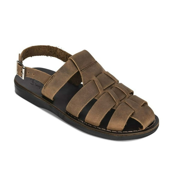 Michael - Closed Toe Leather Fisherman Sandal | Oiled Brown