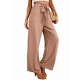 thumbnail image 2 of Women'S Wide Leg Pants with Pockets High Waist Adjustable Knot Loose Casual Trousers Business Work Pants Khaki S, 2 of 6
