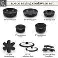 thumbnail image 3 of Country Kitchen 13 Piece Pots and Pans Set - Nonstick Cookware Set Detachable Handle, Non Stick Kitchen Cookware Sets with Removable Handle, RV Cookware Set, Dishwasher/Oven Safe (Black), 3 of 8