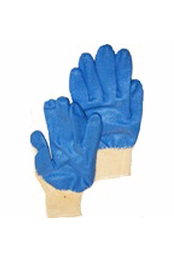 POLYESTER KNIT GLOVES, PALM/ FINGER PVC BLUE COATED, FIRM GRIP (10 PAIR/PACK) (BLUE)