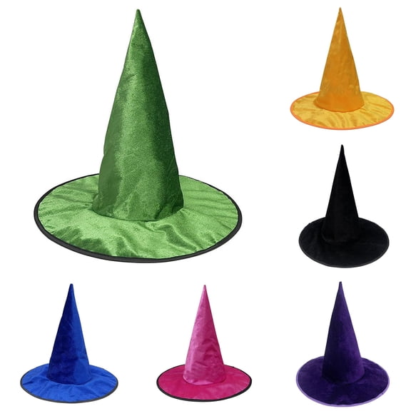XIAOCHA Mens Solid Witch Hat Wide Brim Halloween Party Cosplay Headwear,Green