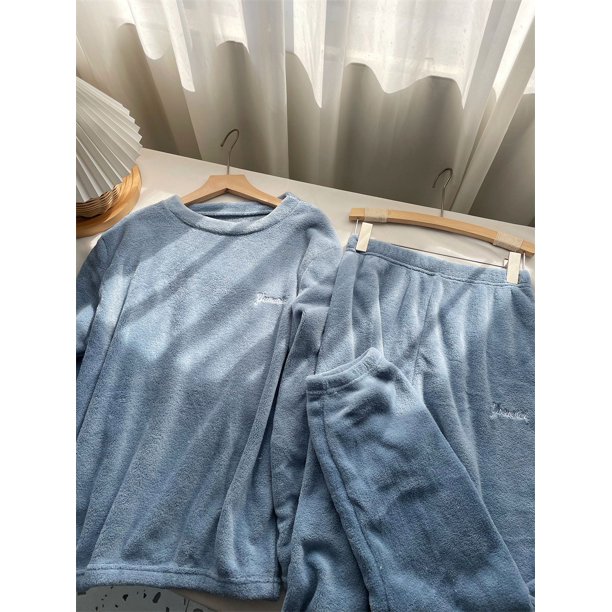 Traje cálido con terciopelo añadido, color miel, melocotón, otoño e invierno, terciopelo coral, rayas verticales, ropa para el hogar, traje cálido