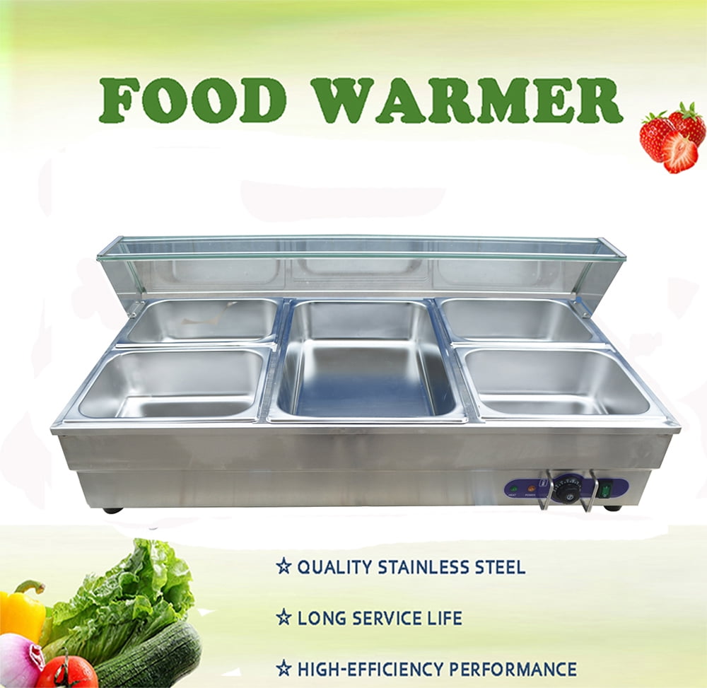 INTBUYING 5Pan Food Soup Warmer Stove Bain Marie Canteen BainMarie
