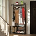 thumbnail image 2 of Coat Rack with Shoe Storage, Hall Tree with Bench, Entryway Bench with Coat Rack, 5 In 1 Shoe and Coat Rack for Entryway, With 9 Hooks, A Hanging Rod, 35.5x12x70.8in, 2 of 7