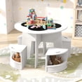 thumbnail image 4 of Gymax Ensemble de Table et Chaises pour Enfants 5 Pcs avec Tableau Noir Inscriptible et Tabourets de Rangement pour Lecture Blanc, 4 of 10