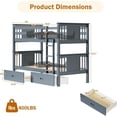 thumbnail image 2 of LAZZO Twin Over Twin Bunk Bed with Storage Drawers, Convertible Solid Wood Bunk Bed with Ladder & Safety Guardrail, No Box Spring Needed, Gray, 2 of 9