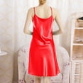 thumbnail image 4 of Plus Size Nightgowns for Women Sexy V Neck Breathable With Satin Spaghetti Strap Chemise Night Shirts Sleepwear Soft Comfy Red 3XL, 4 of 8