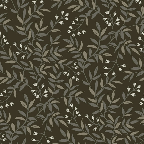 Chesapeake Senna Black Budding Vines Wallpaper