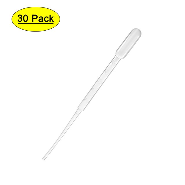 Unique Bargains 30 Pcs 3ml Disposable Pasteur Pipettes Test Tubes Liquid Drop Droppers Graduated 180mm Long