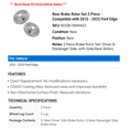 thumbnail image 2 of Rear Brake Rotor Set 2 Piece - Compatible with 2015 - 2022 Ford Edge 2016 2017 2018 2019 2020 2021, 2 of 2