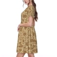 thumbnail image 2 of Balery Brown Flowers Vestidos sueltos de manga corta para mujer, vestidos de verano 2025, vestidos casuales de corte A con vuelo., 2 of 6