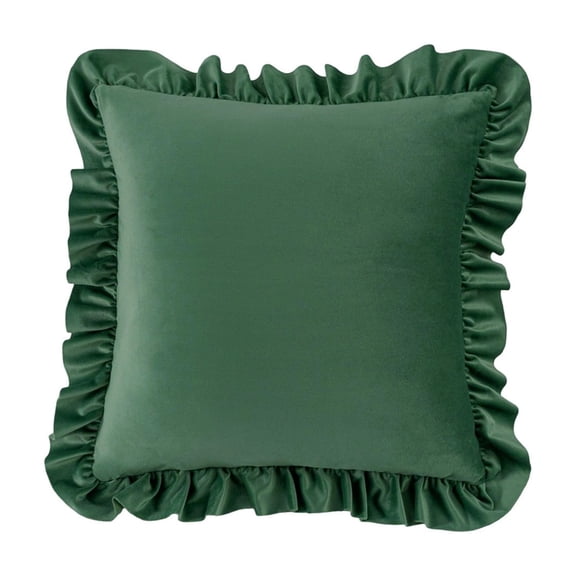 Yatlte Velvet Ruffle Throw Pillow Covers Couch, Decorative Pillowcases with Ruffles 18x18 Inch Solid Color Shabby Chic Farmhouse Cushion Cover for Living Room Sofa Bed