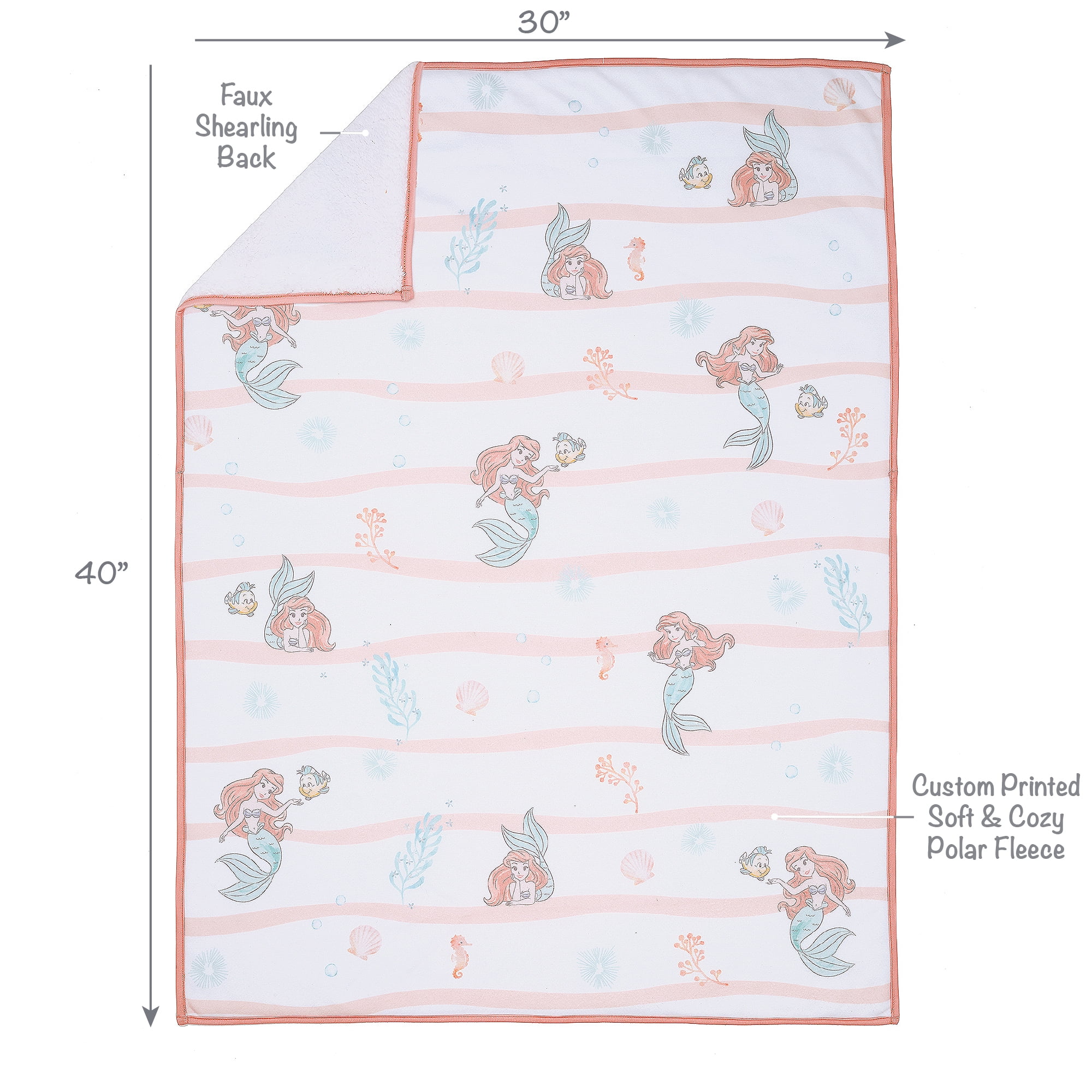 Bedtime Originals Disney Baby The Little Mermaid White Baby Blanket - Ariel