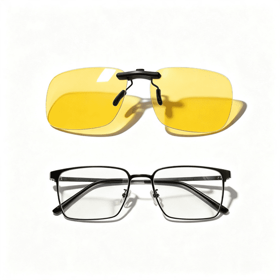 HBMYN Clip-On Night Driving Glasses with Polarized Yellow Lenses & Blue Light Blocking,Anti-Glare Hd for Safe Night Driving,Computer,Gaming,And over Prescription Glasses for Men & Women