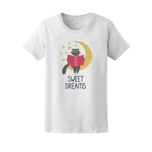 Sweet Dreams Cute Kitten Reading Tee Women's -Image by Shutterstock
