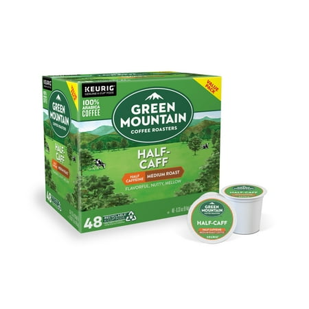 Green Mountain Coffee Half-Caff, Keurig K-Cup Pods, Medium Roast, 96ct (2 Boxes of 48 K-Cups) (2 pack)