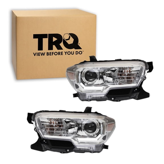 TRQ 2 Piece Headlight Assembly Set Driver & Passenger Side Fits Toyota Tacoma 2019-2023 Without Daytime Running Lights with Fog Lights TO2502276 TO2503276 8111004262 8115004262