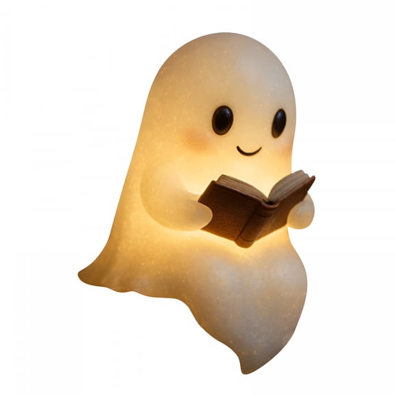 HIBIBUD 2026 New Led Ghost Reading A Book,Halloween Ghosts Nightlight,Ghost Reading Books,Halloween Light Up Ghost Statue Night Light,Ghosts Flickering Nightlight for Readers & Books Lover