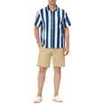 thumbnail image 2 of INSPIRE CHIC Men's Hawaiian Shirts Striped Button Down Short Sleeves Shirts Blue White S, 2 of 6
