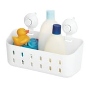 iDesign Cade Push Lock Suction Rectangle Basket, White