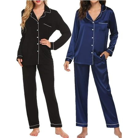 Pajama Set For Women Long Sleeve Button-Down Sleepwear – Genuwill