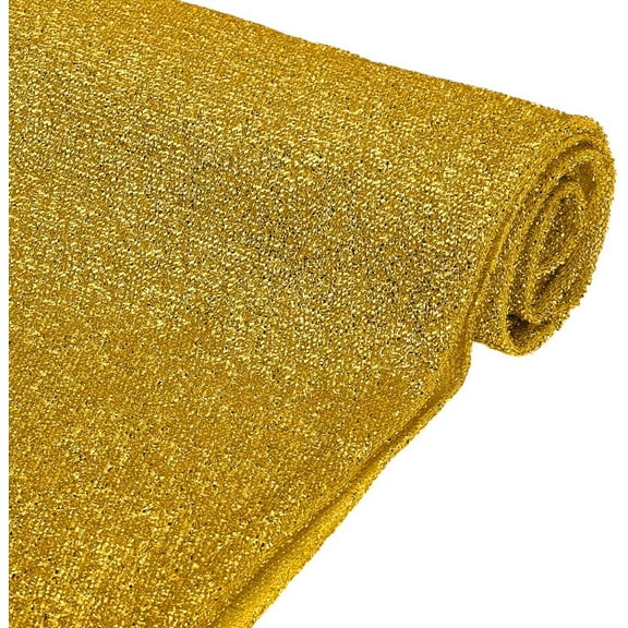 1.09 Yards Sparkling Tinsel Lurex Fabric 59inch Wide Glitter Polyester Fabric by The Yard Goldenrod Metallic Glitter Fabric for Crafting Sewing Tablecloth Party Decoration DIY Projects