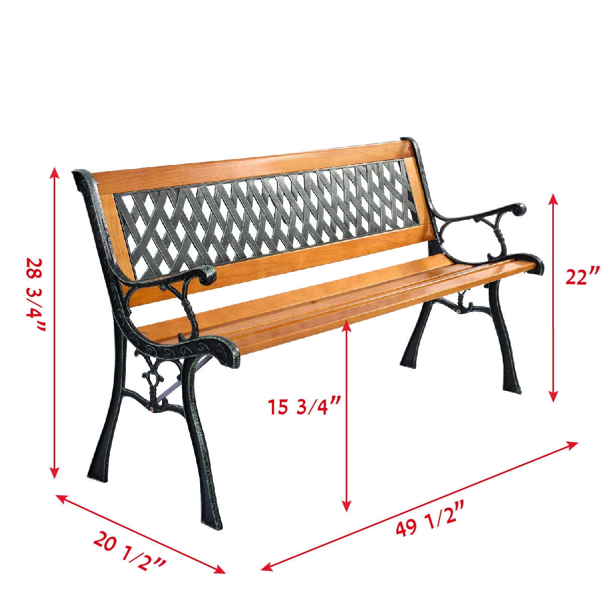 49.5" Patio Park Garden Bench Porch Path Chair Deck Cast 