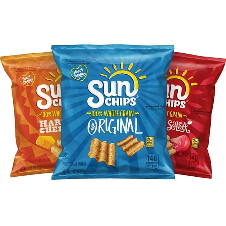 best by Dec-5-2023) SunChips Multigrain Chips Variety Pack, 1 oz Bags, 40 Count