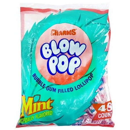 Charms Blow Pop Mint Flavor Lollipops 48ct - Allergen-Free Candy