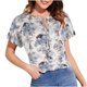 thumbnail image 1 of Blusa holgada de manga corta con cuello en V y estampado floral informal de verano para mujer Pompotops hkajfhjk471918, 1 of 5
