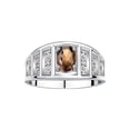 thumbnail image 1 of RYLOS Rings for Women Sterling Silver Ring Classic Style 7X5MM Oval Gemstone &  Diamond Ring June Smoky Quartz Jewelry Size 5, 1 of 7