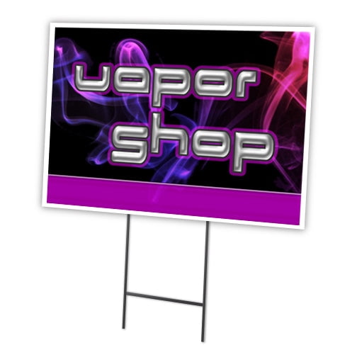VAPOR SHOP 18"x24" Yard Sign & Stake | Advertise Your Business | Stake Included Image On Front Only | Made in The USA