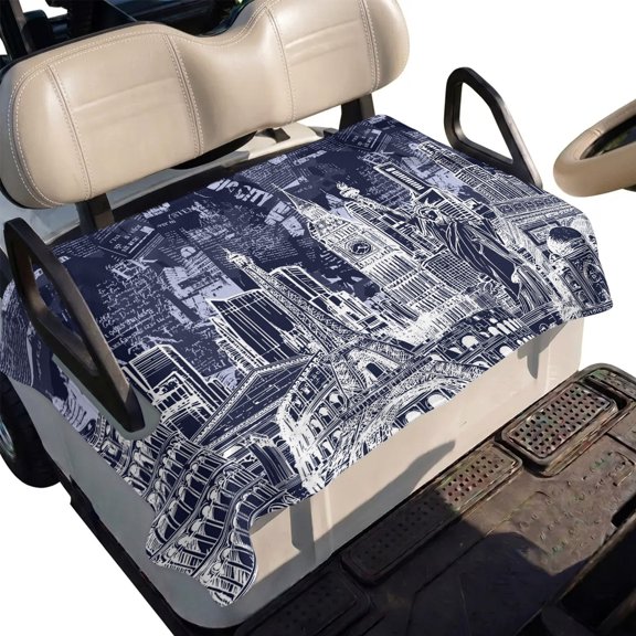 Golf Cart Seat Cover Architecture Landscape Club Car Golf Cart Seat Covers Soft Absorbent Golfcart Towel Blanket Indigo Historic Landmarks Golf Seat Covers for Cart Fits 2 & 4 Passenger 51"x31"