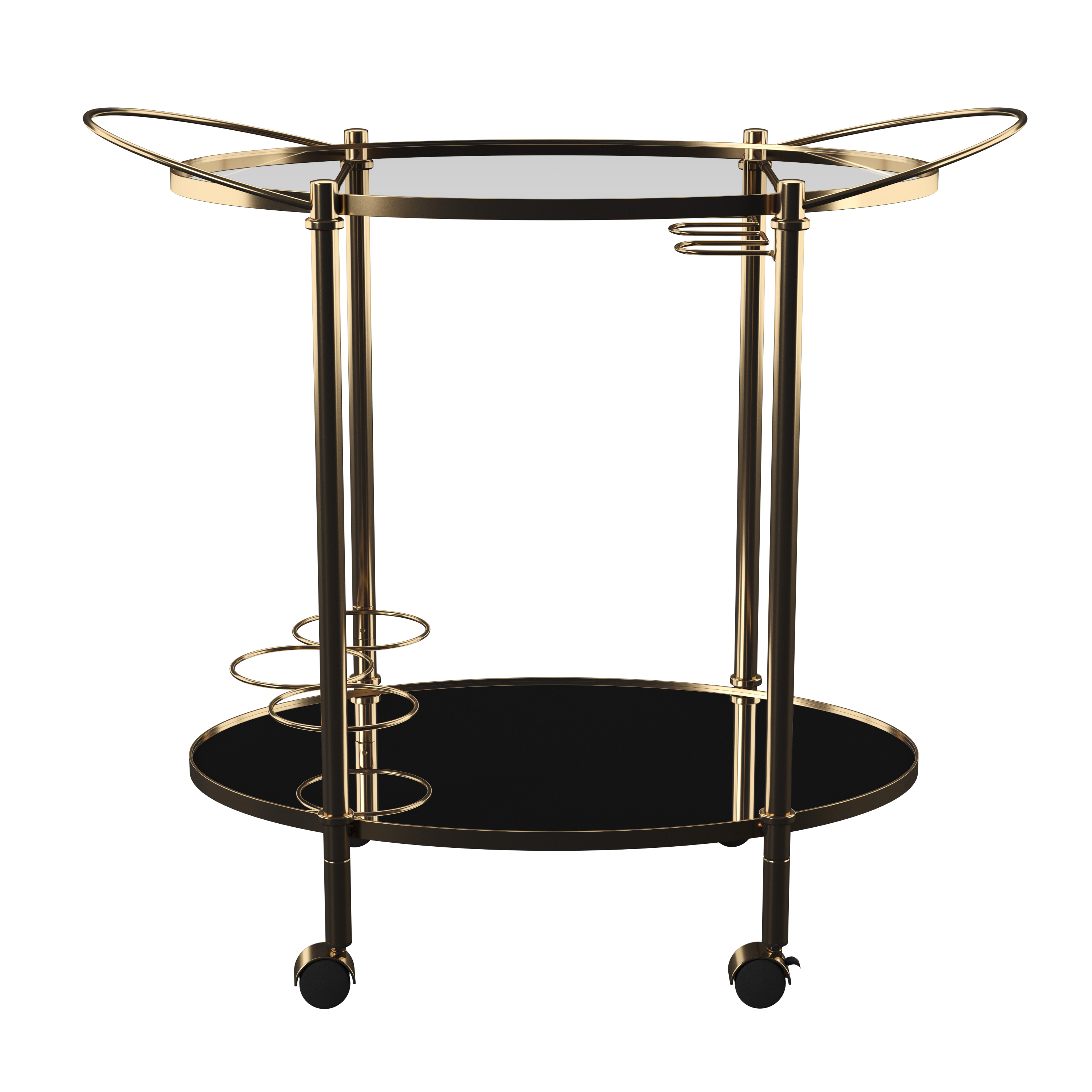Furniture of America Acquer Contemporary 2-Shelf Serving Cart, Champagne