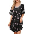 thumbnail image 3 of MINTREUS Women's Valentine's Day Nightgown Short Sleeve Nightshirt V Neck Sleep Shirt Loose Loungewear Casual Sleepwear S-3X, 3 of 8