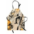 thumbnail image 1 of African Apron Saxophonist on Murky Backdrop Playing Music Rhythm Groovy Band Artwork, Unisex Kitchen Bib Apron with Adjustable Neck for Cooking Baking Gardening, Marigold Tan Black, by Ambesonne, 1 of 3
