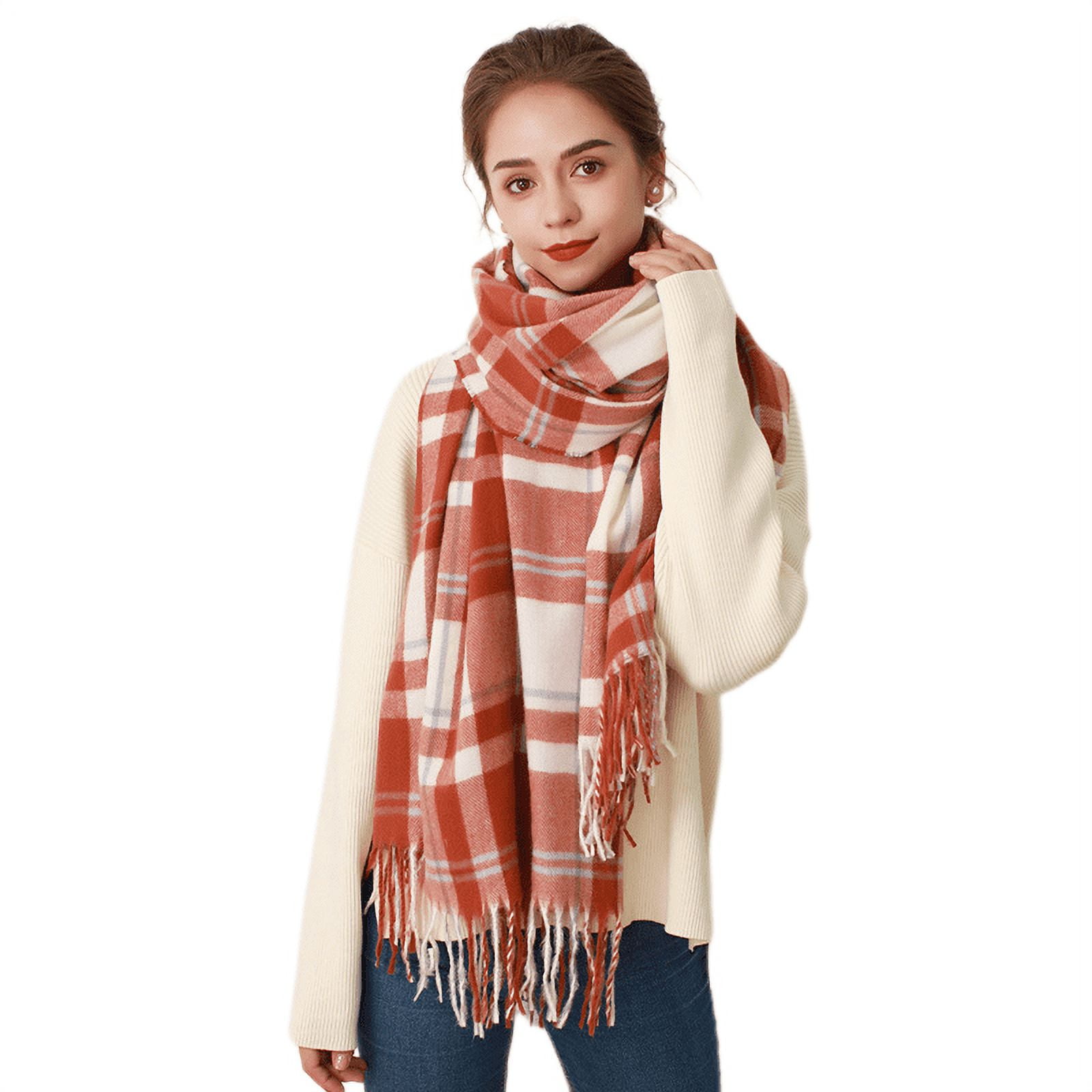 Red check scarf women's discount
