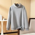 thumbnail image 5 of Lady Fall Winter Sweatshirt Stand Collar Neck Protection Long Sleeves Thick Solid Color Pullover Loose Keep Warm Daily Wear Sport Commuting Top, 5 of 8