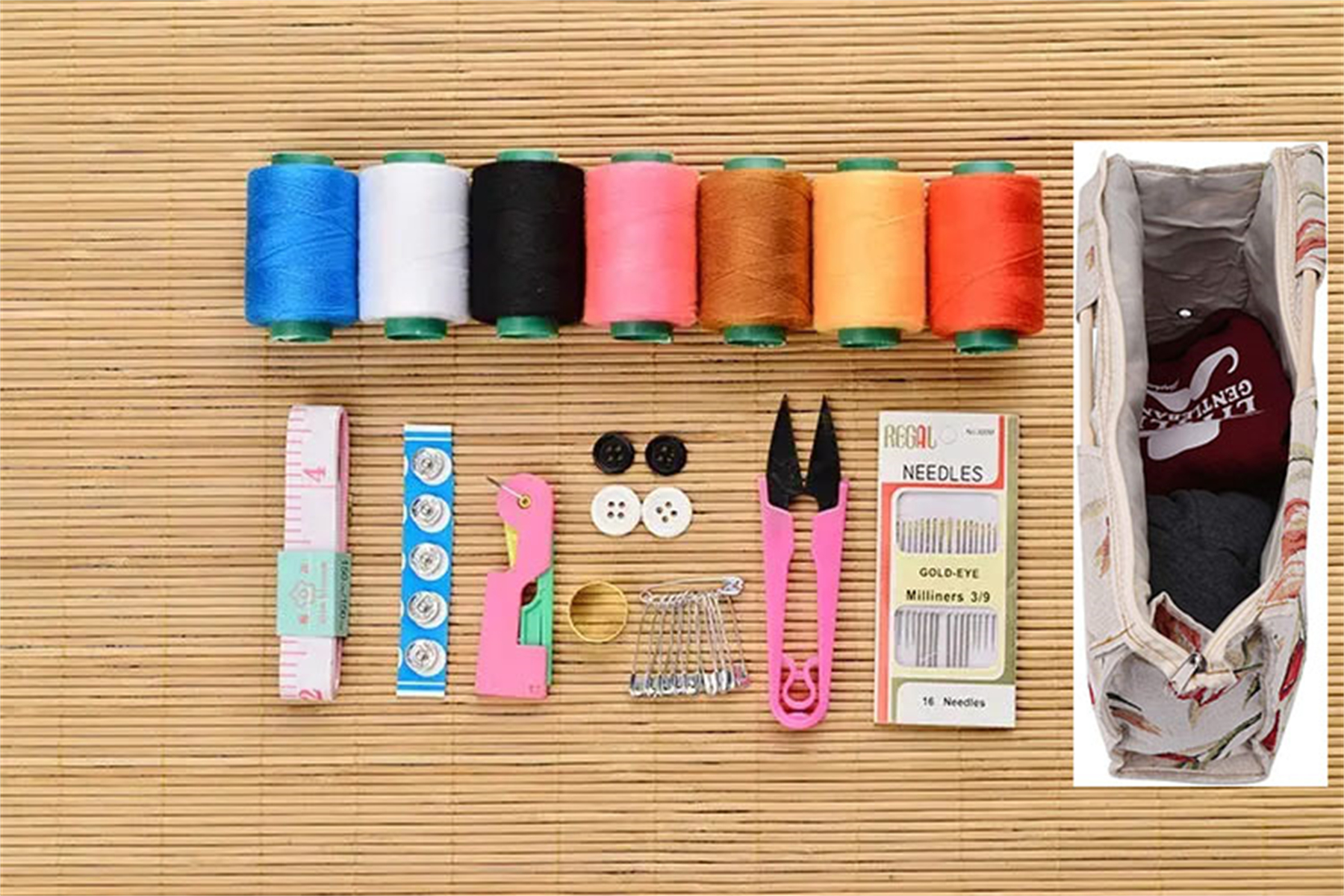 Wood Handles Knitting Bag Lightweight Exquisite Knitting Organizer Fabric  Large Capacity Travel Yarn Storage Bag Tote Organizer for Knitting Needles
