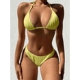 thumbnail image 6 of SEARIPE Women 3 piece Swimwear Halter Triangle Bikini Swimsuit With Beach Skirt Yellow M, 6 of 6
