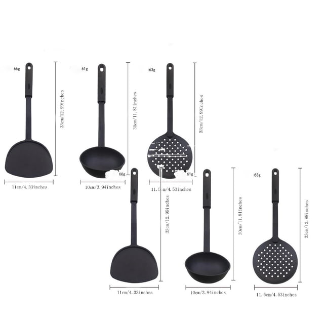 Oleegame 2PC 3PCS Nylon Spatulas Spoon Strainer For Nonstick Cookware Heat Resist Spatulas For Kitchen
